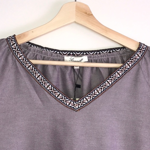 Gray Sky Boho Peasant Top - Picture 6 of 8